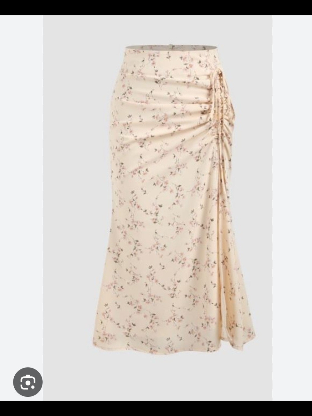 ARULA X Cream Floral Ruched Side Maxi Skirt